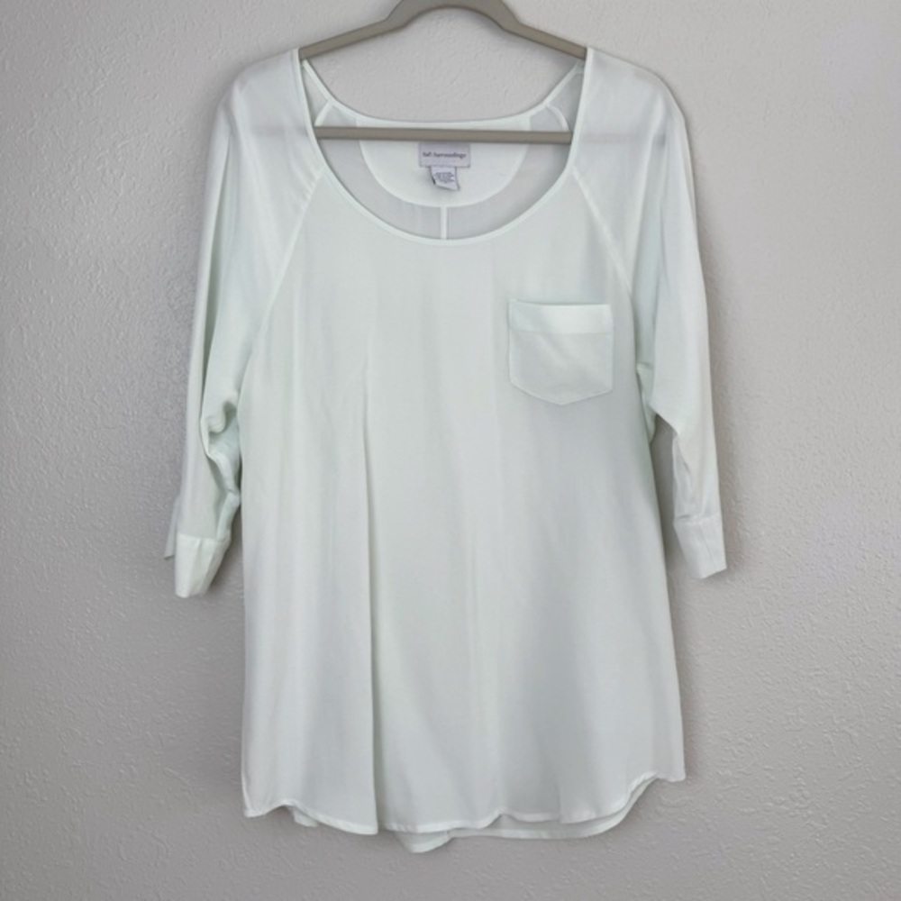 Soft Surroundings silk mint green 3/4 sleeve blouse top M